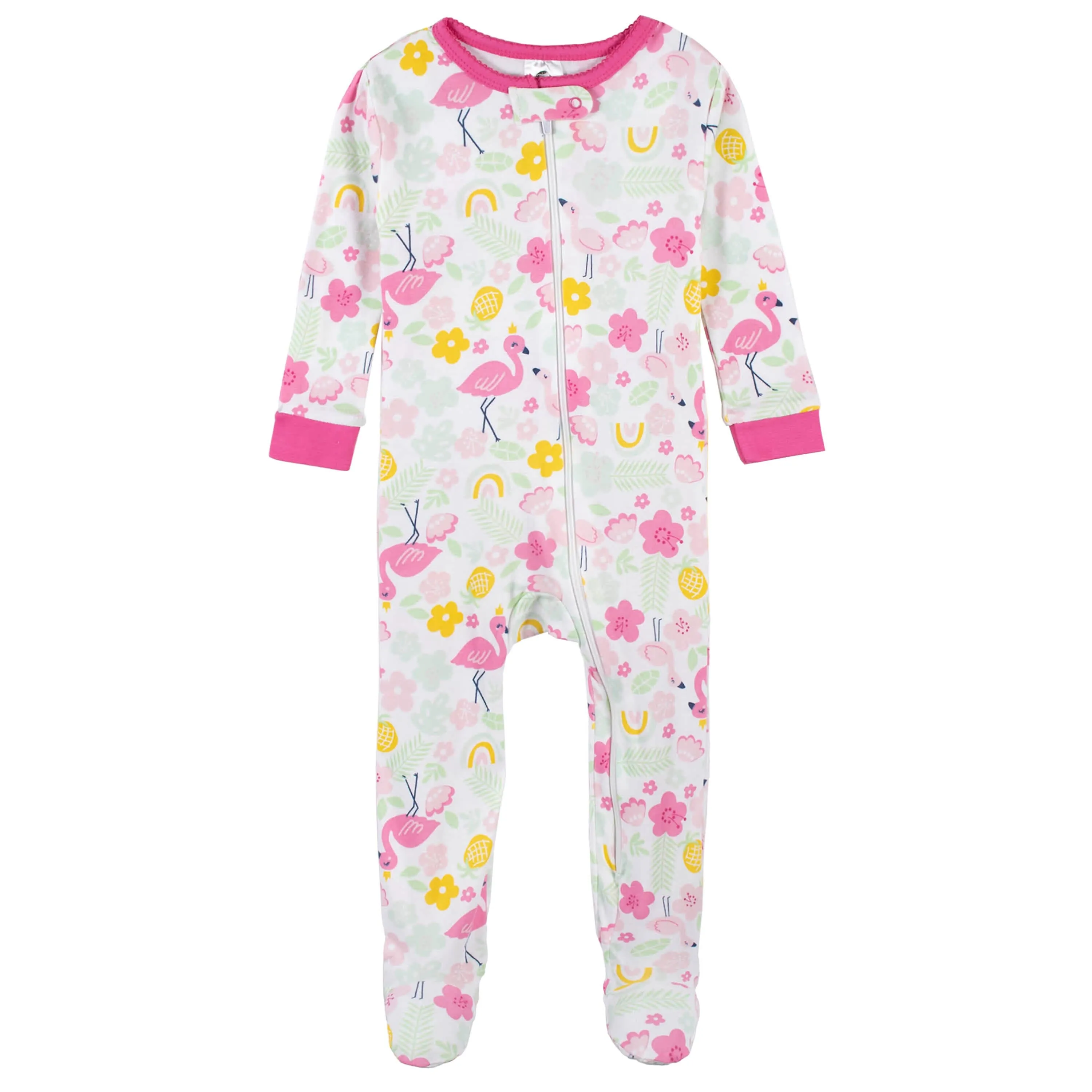 2-Pack Baby & Toddler Girls Summer Blossom Snug Fit Footed Cotton Pajamas