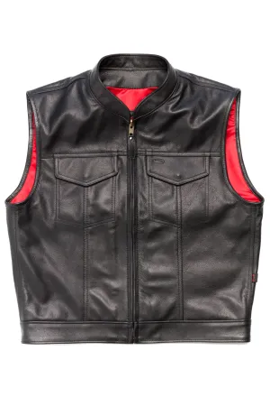 415 Leather Club Style Zipper Vest (With Collar)