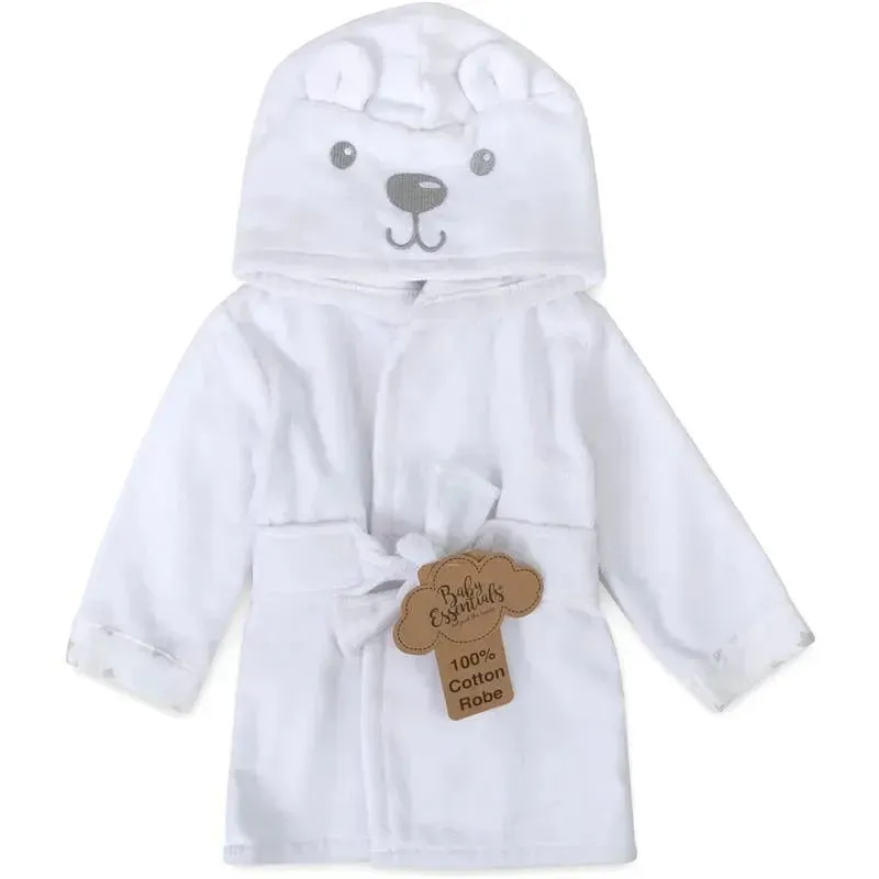 A.D Sutton - Baby Terry Cloth Plush Animal Face Robe, 0-9 Month Baby Robe with Ears, White Bear