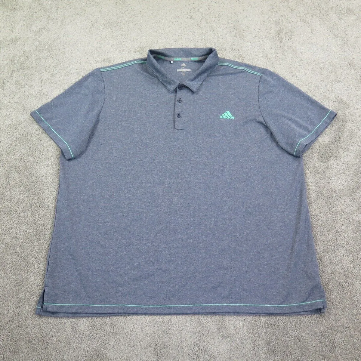 Adidas Golf Polo Shirts Mens 2XL Blue Short Sleeve Lightweight Golfer Casual