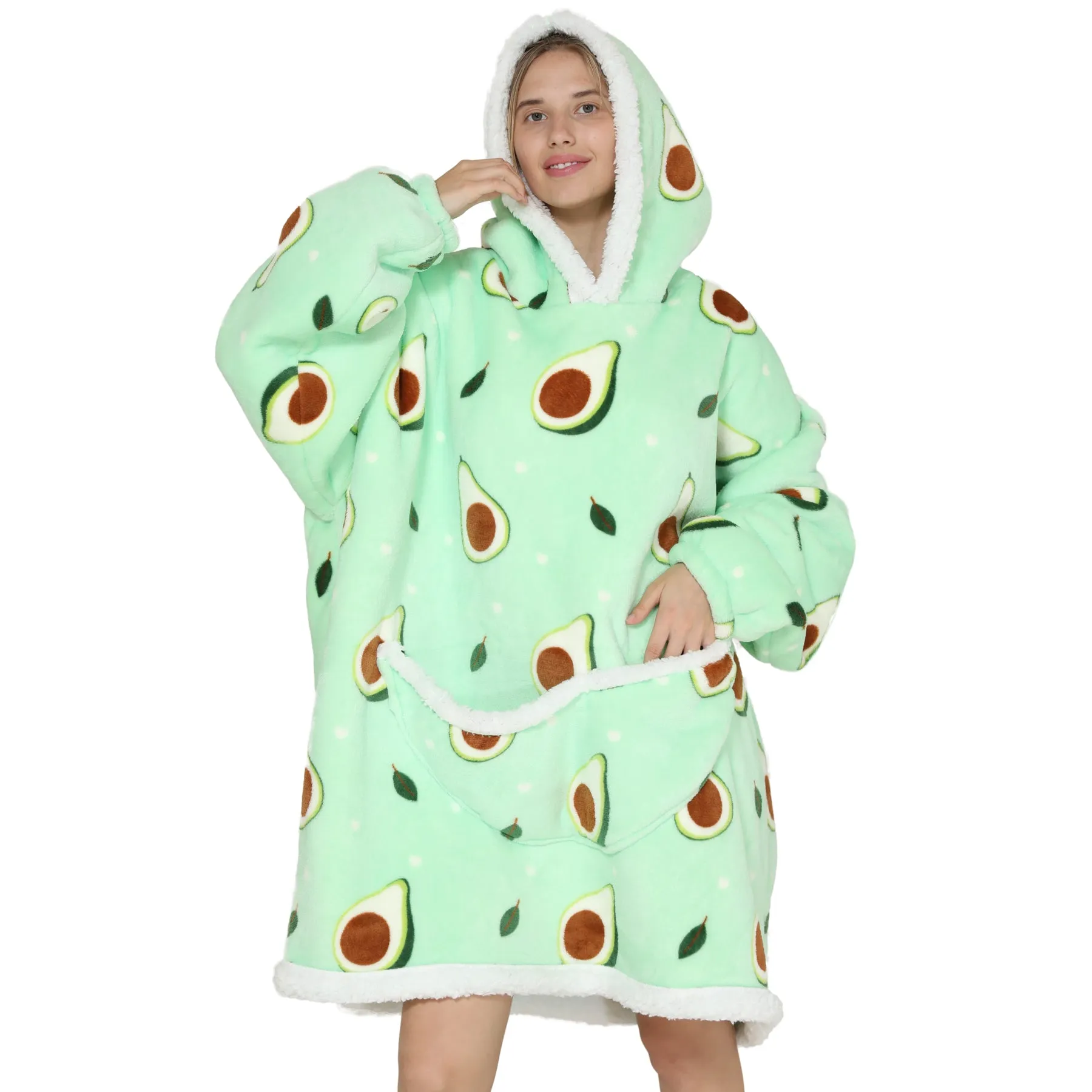 Adults Avocado Oversized Plush Blanket Hoodie