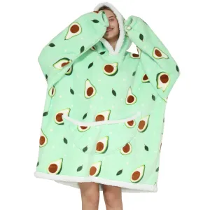 Adults Avocado Oversized Plush Blanket Hoodie