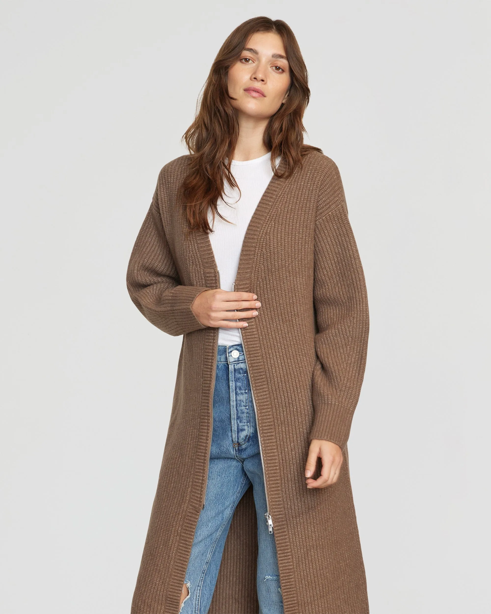 Alma Oversized Two-Way Zip Cardigan