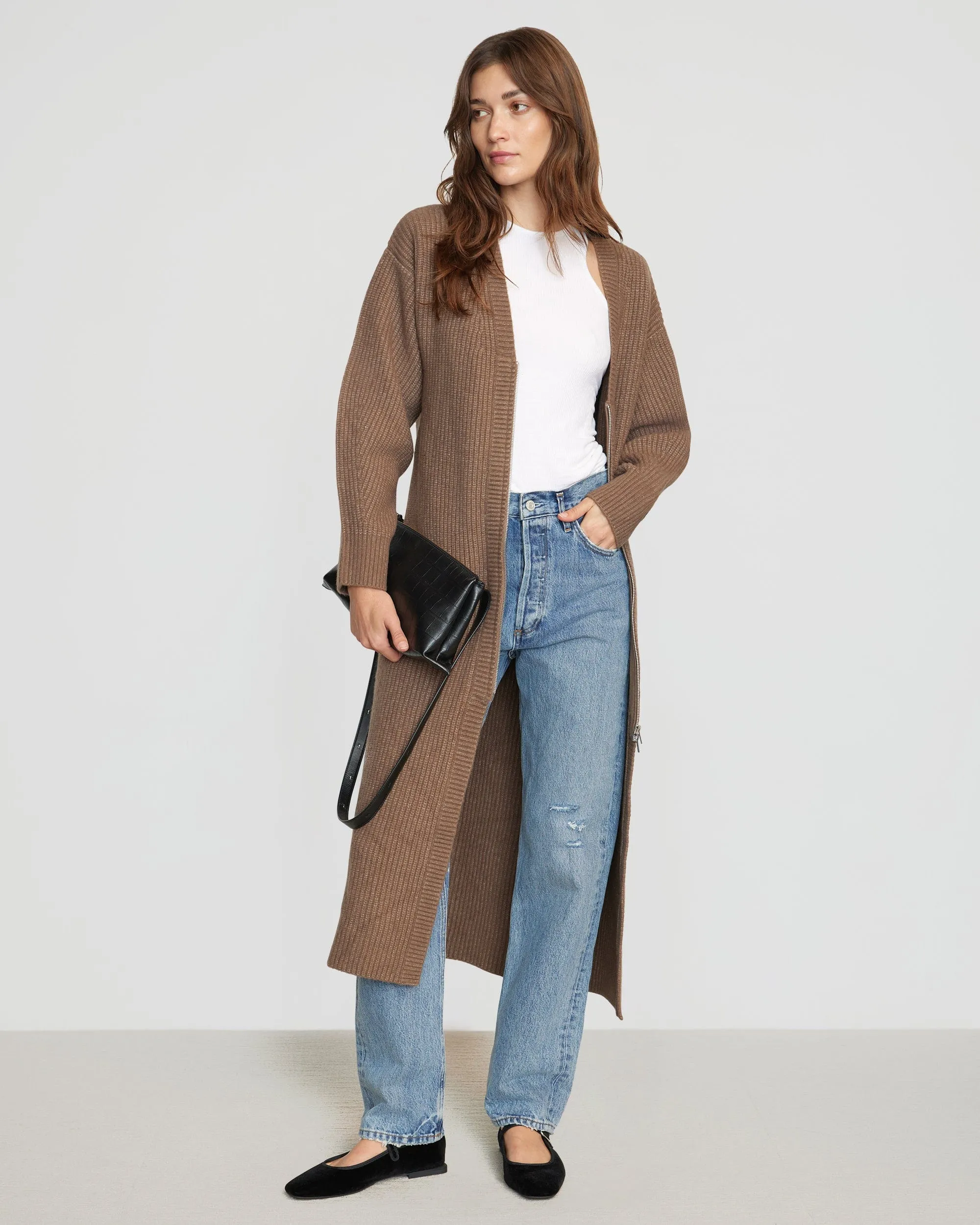 Alma Oversized Two-Way Zip Cardigan