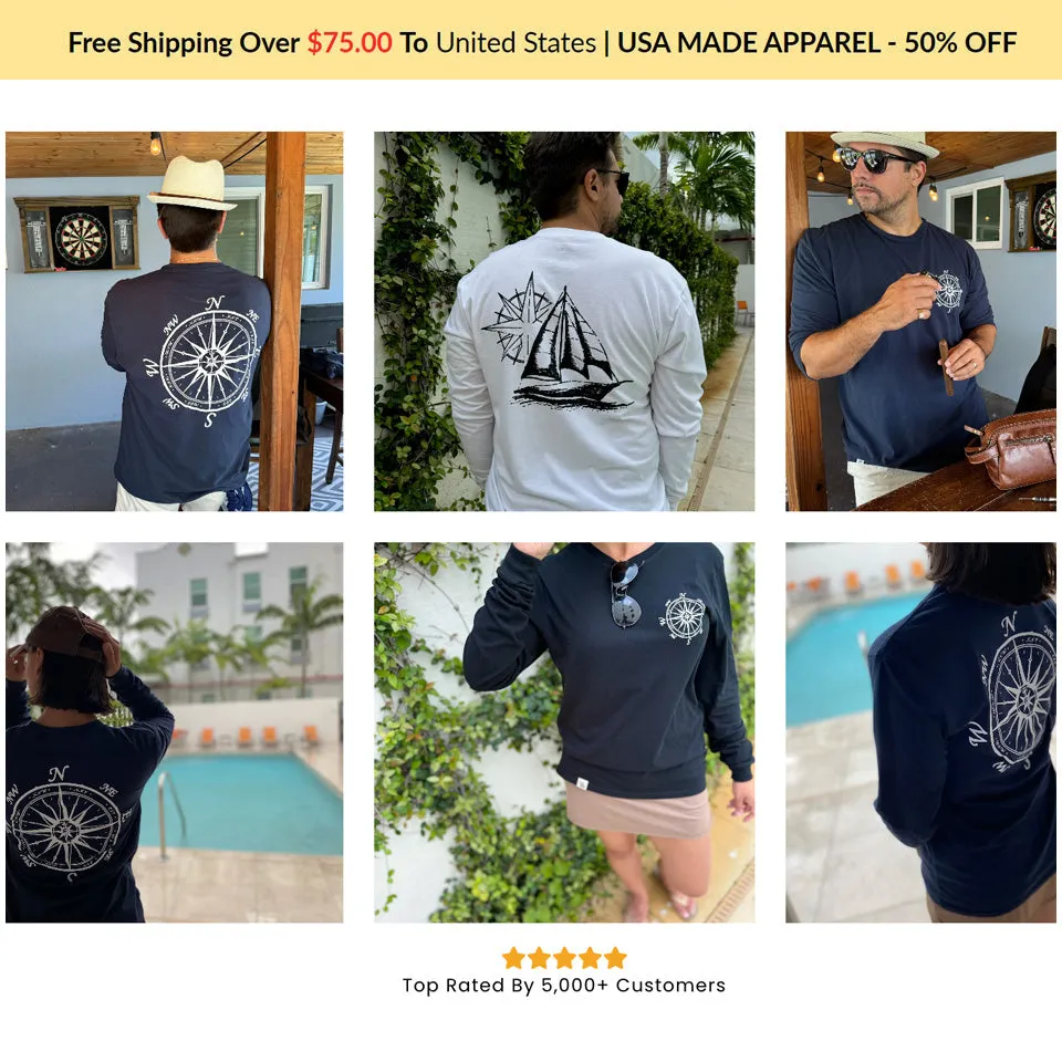 Anchor Long Sleeve Light Shirt (w/ Free Necklace)