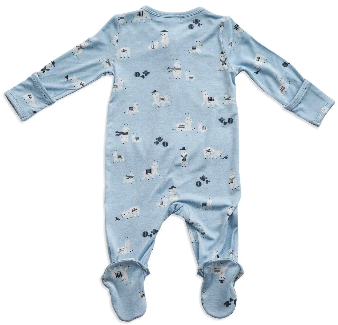 Angel Dear Blue Llama Bamboo Zipper Footie