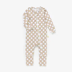 Bamboo Zip Pajamas | Checkered Daisies