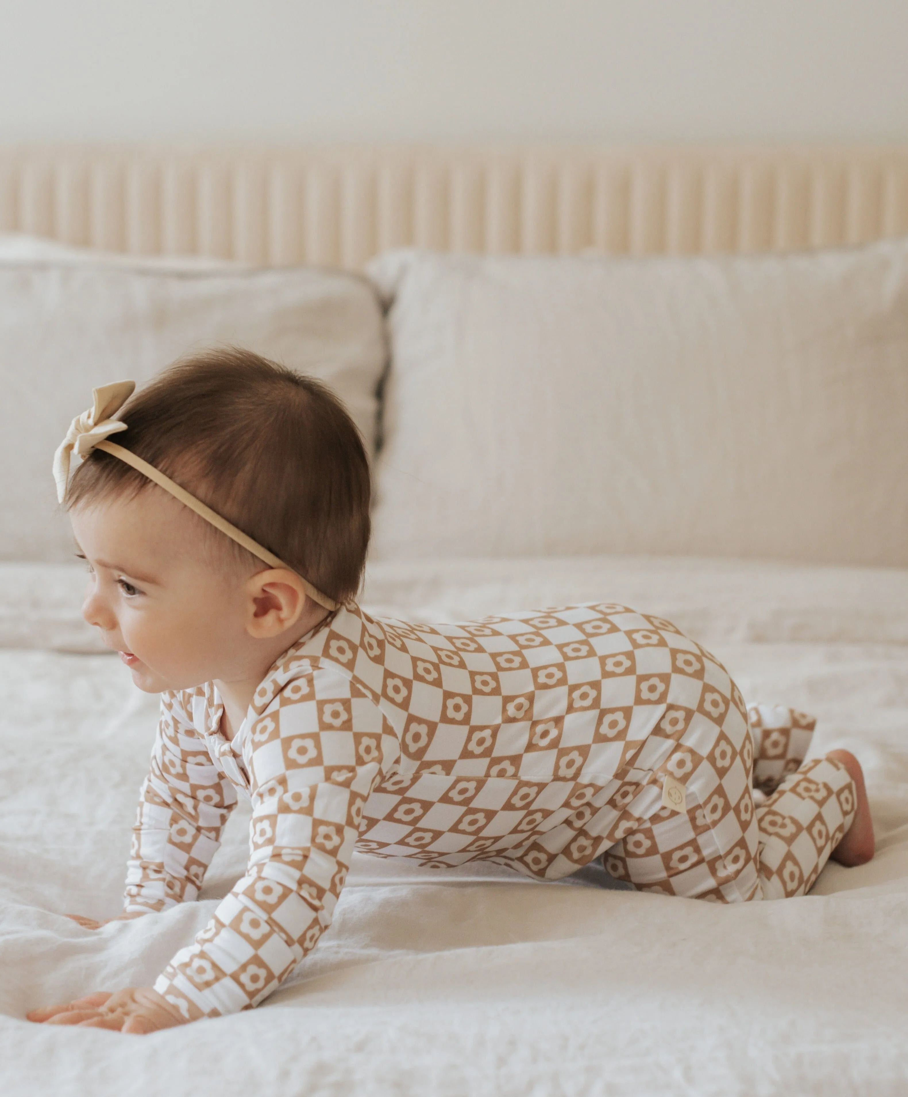 Bamboo Zip Pajamas | Checkered Daisies