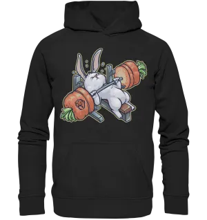 Benchpressing white bunny Hoodie (EU)