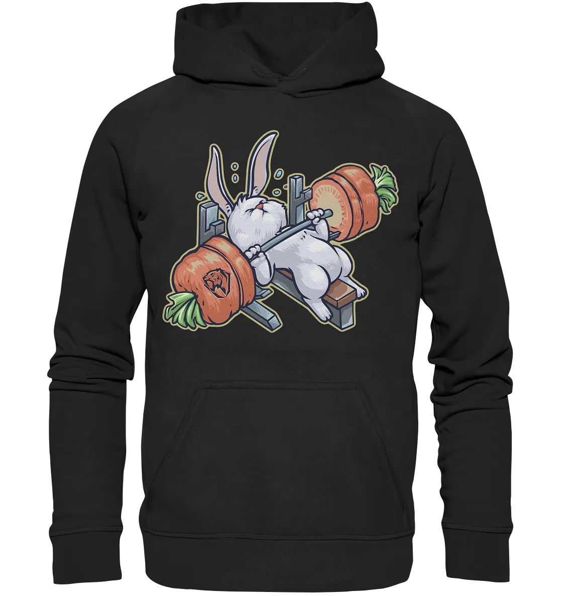 Benchpressing white bunny Hoodie (EU)