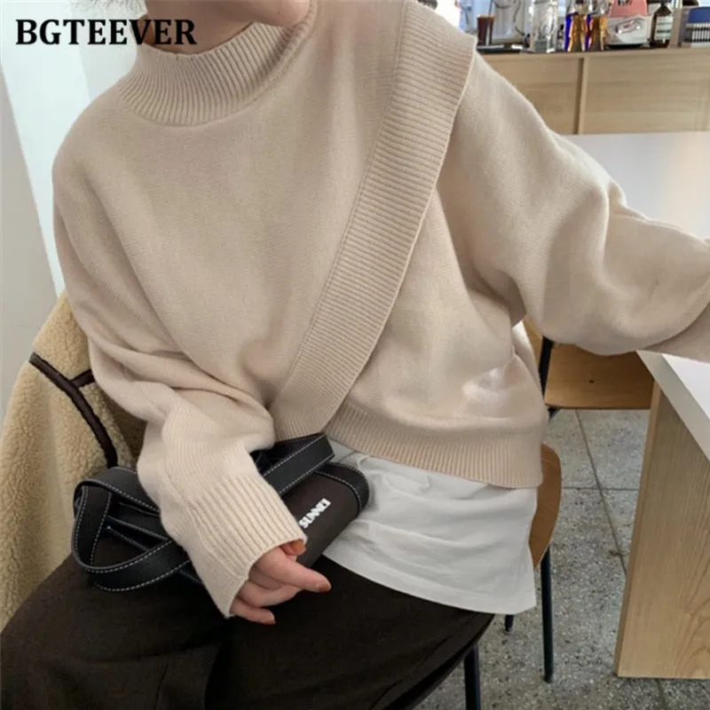 BGTEEVER Fashion Half-turtleneck Women