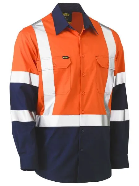 Bisley X Taped Biomotion Two Tone Hi Vis Lightweight Drill Shirt (BS6696XT)