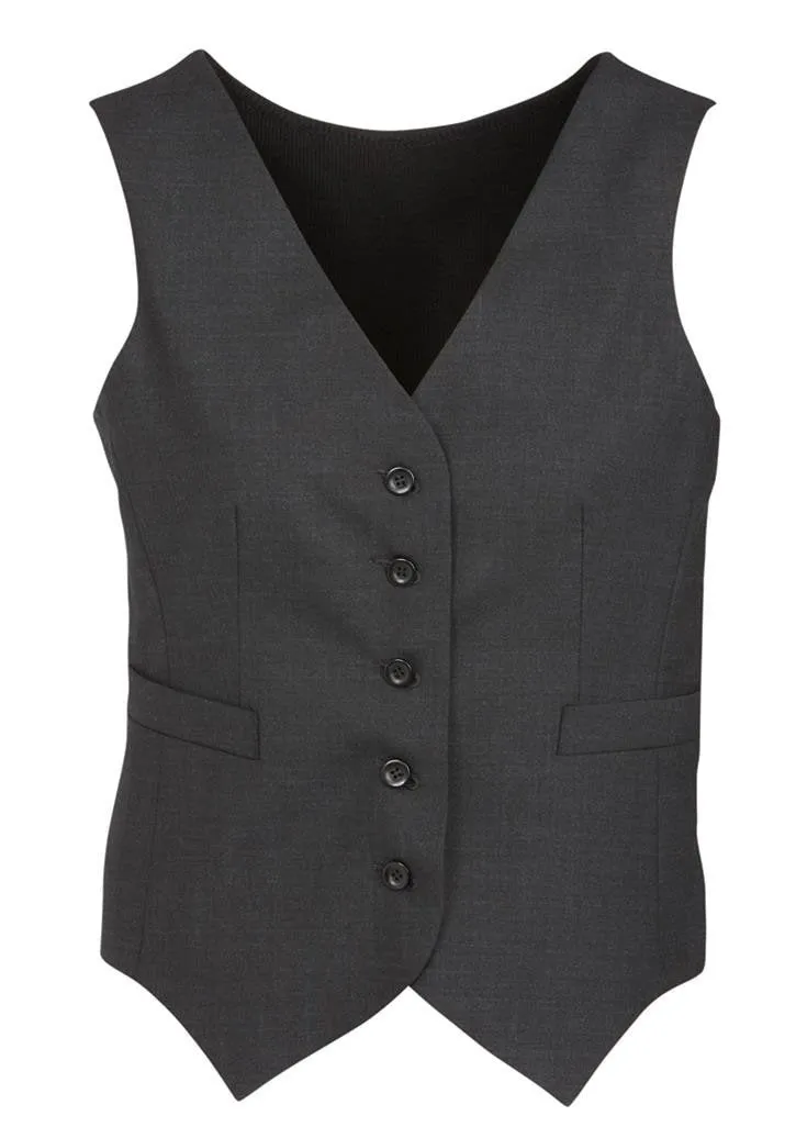 Biz Corporates Womens Comfort Wool Stretch Peaked Vest with Knitted Back (54011)-Clearance