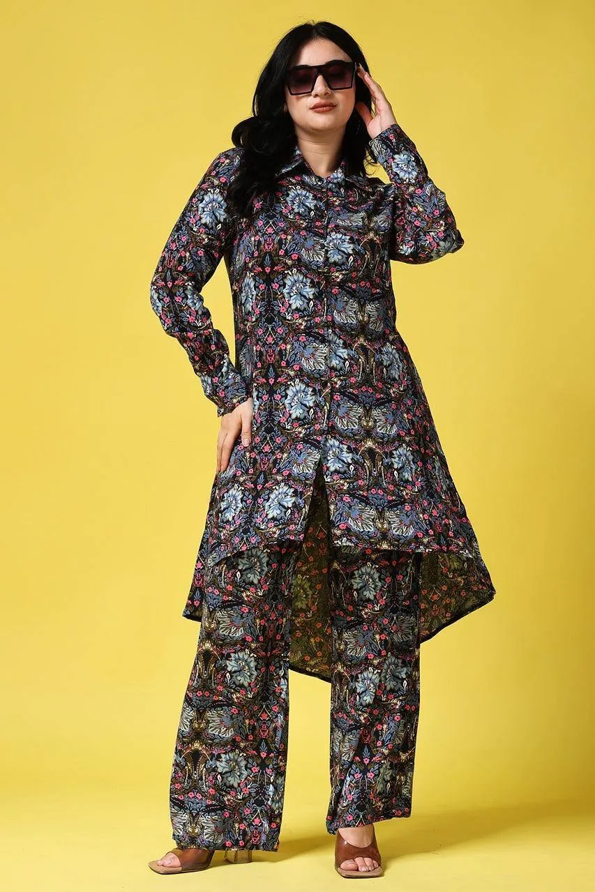 Black Floral Printed Co-ord Set