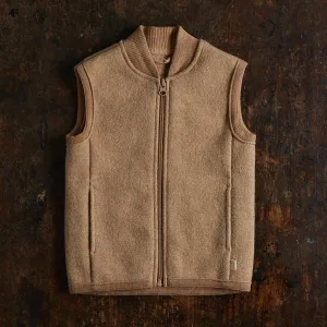 Boiled Merino Wool Zip Vest - Caramel