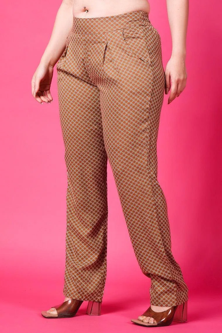 Brown Dots Printed Pants