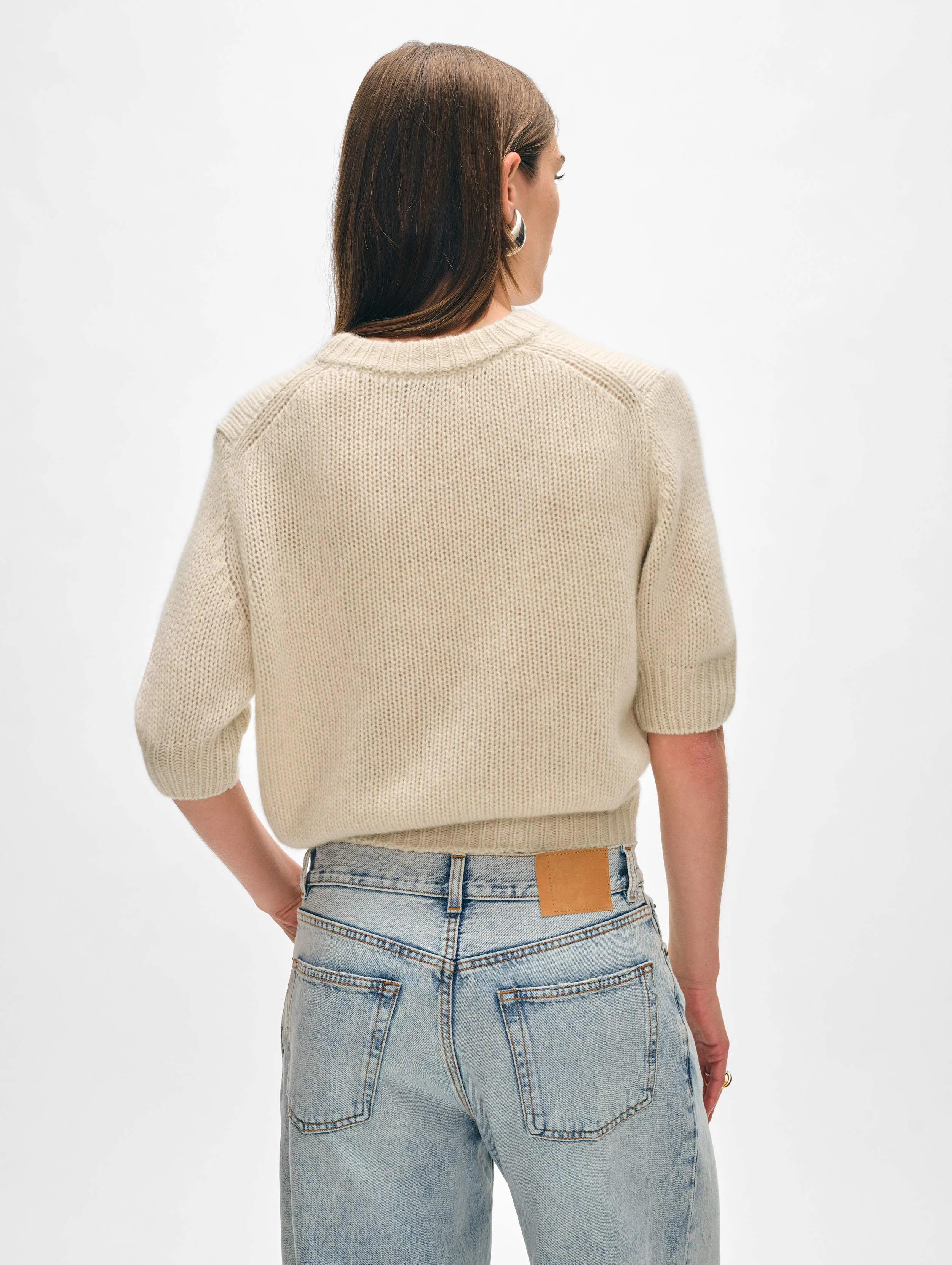 Cashmere Puff Sleeve Crewneck