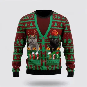 Cat Pocket Xmas Ugly Christmas Sweater For Men And Women, Best Gift For Christmas, Christmas Fashion Winter