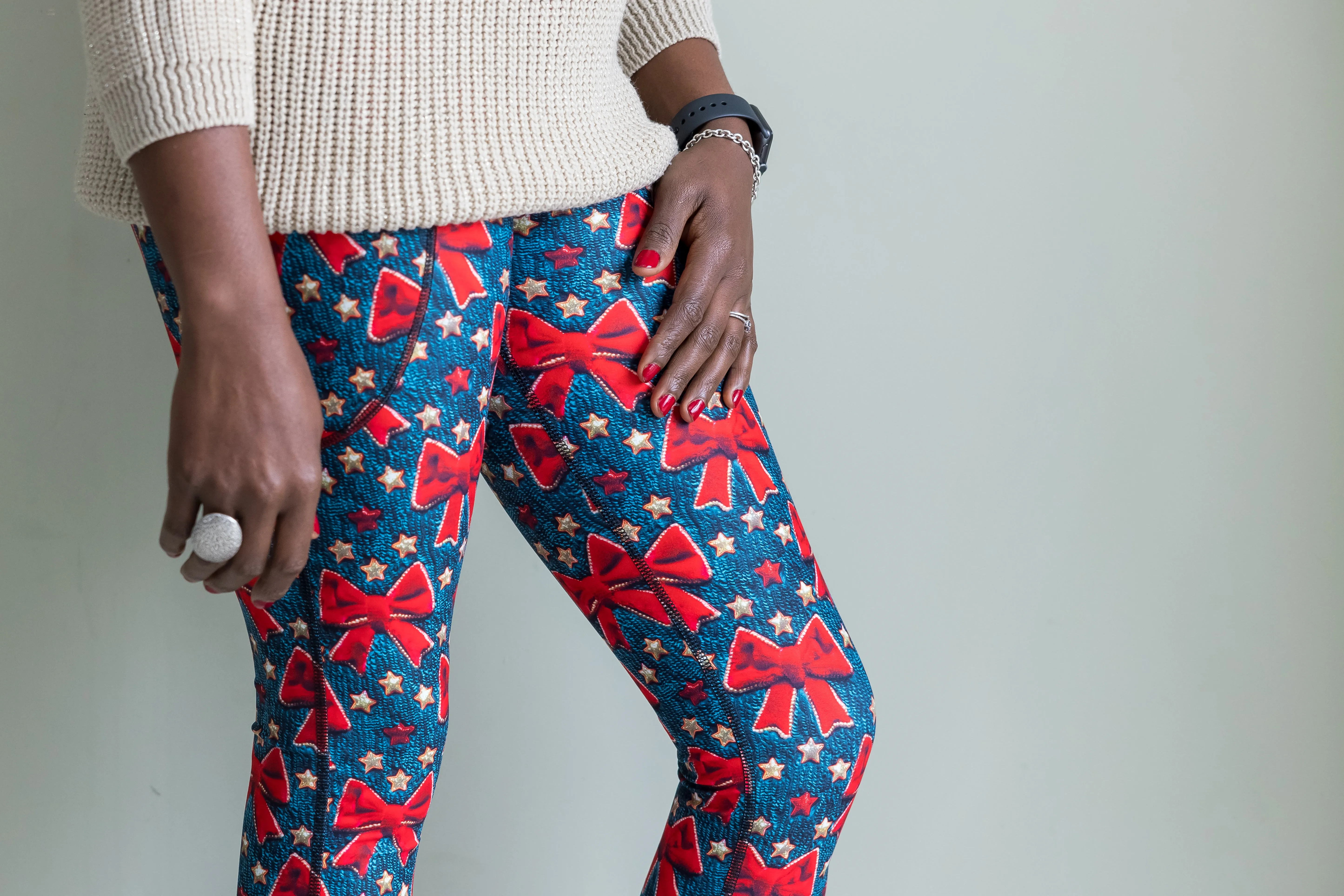 Christmas Bows Print 2 Pocket Full Leggings