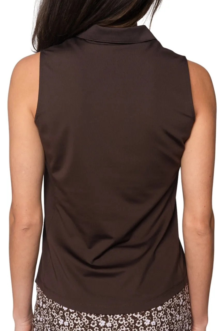 Cocoa Sleeveless Zip Polo