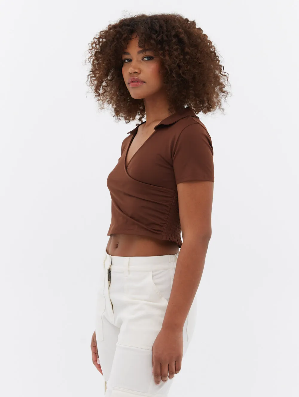 Constance Collared Wrap Crop Top