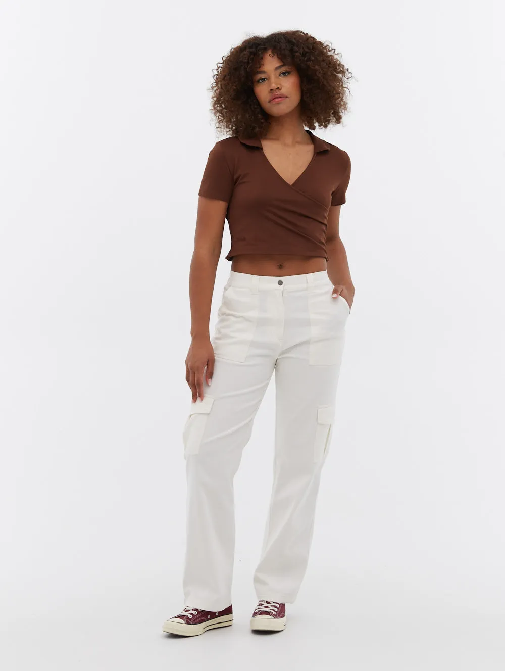 Constance Collared Wrap Crop Top