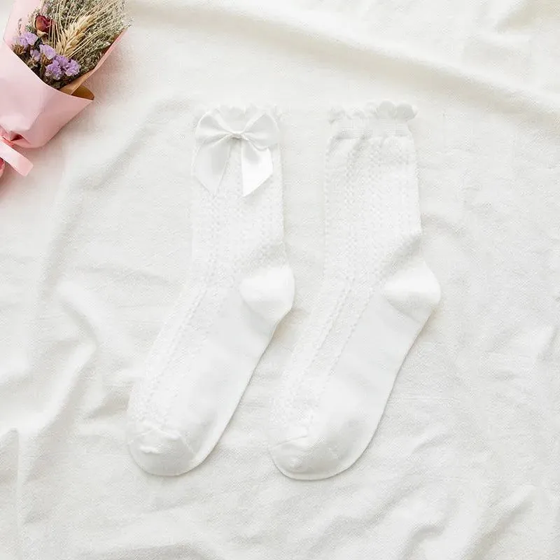 Cotton Lolita Socks | Ruffle Crew Socks with Lace | Cute Socks