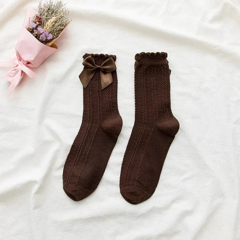 Cotton Lolita Socks | Ruffle Crew Socks with Lace | Cute Socks