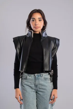 Cropped Leather Vest - Mitcha Label