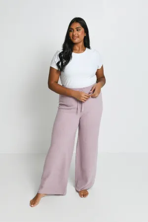 Curve Knit Wide Leg Lounge Trousers - Pink