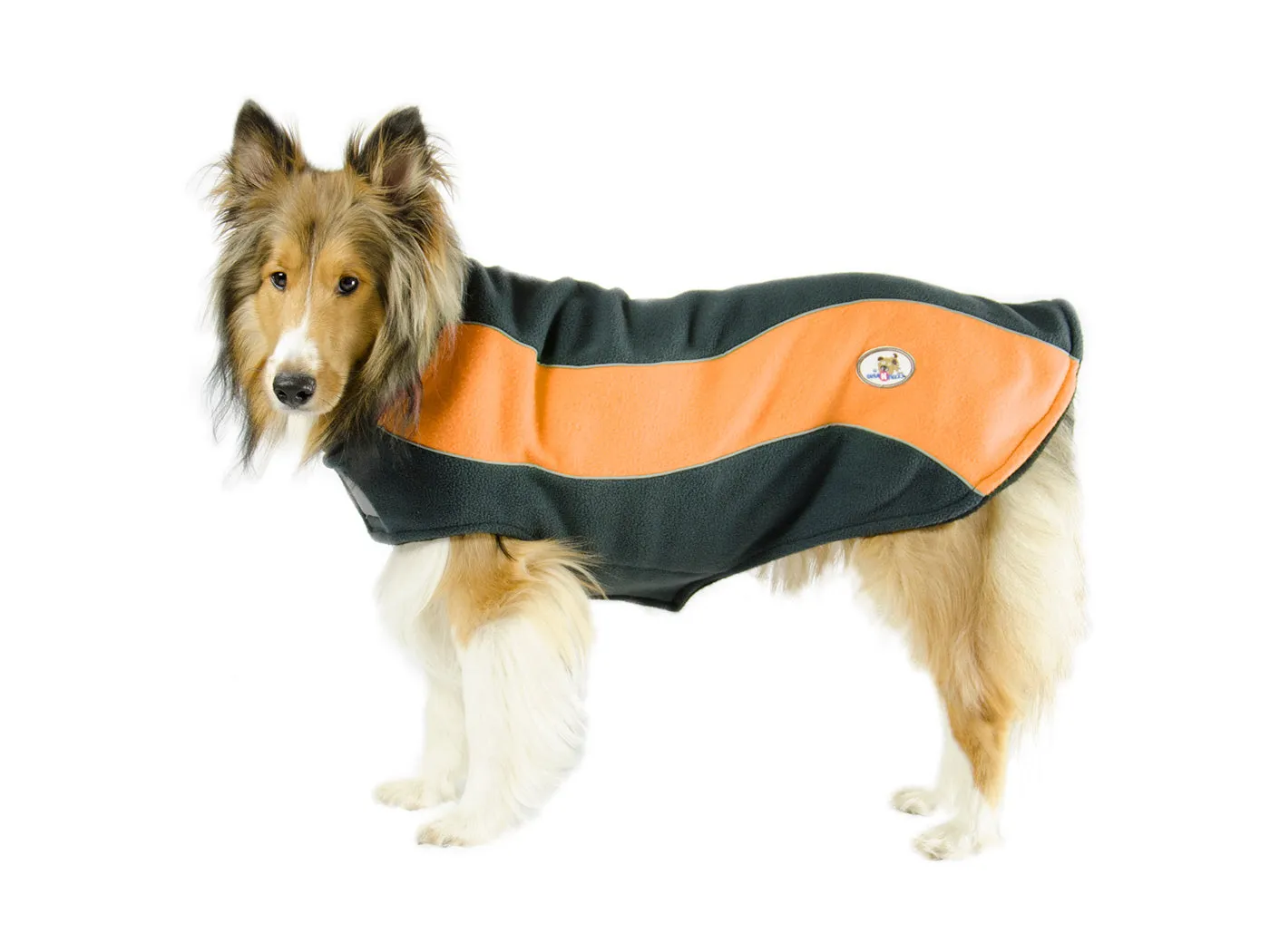 CuteNfuzzy Double Layer Every Day Fleece Cold Weather Adventure Dog Sweater Coat with Reflective Stripes