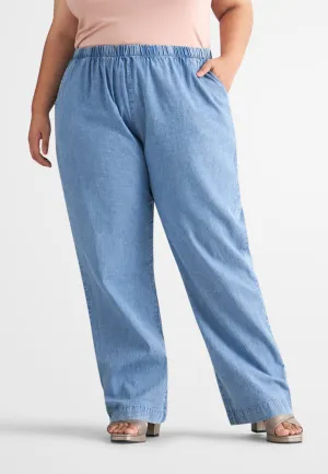 Daffea Denim Loose Fit Pants - Light Blue