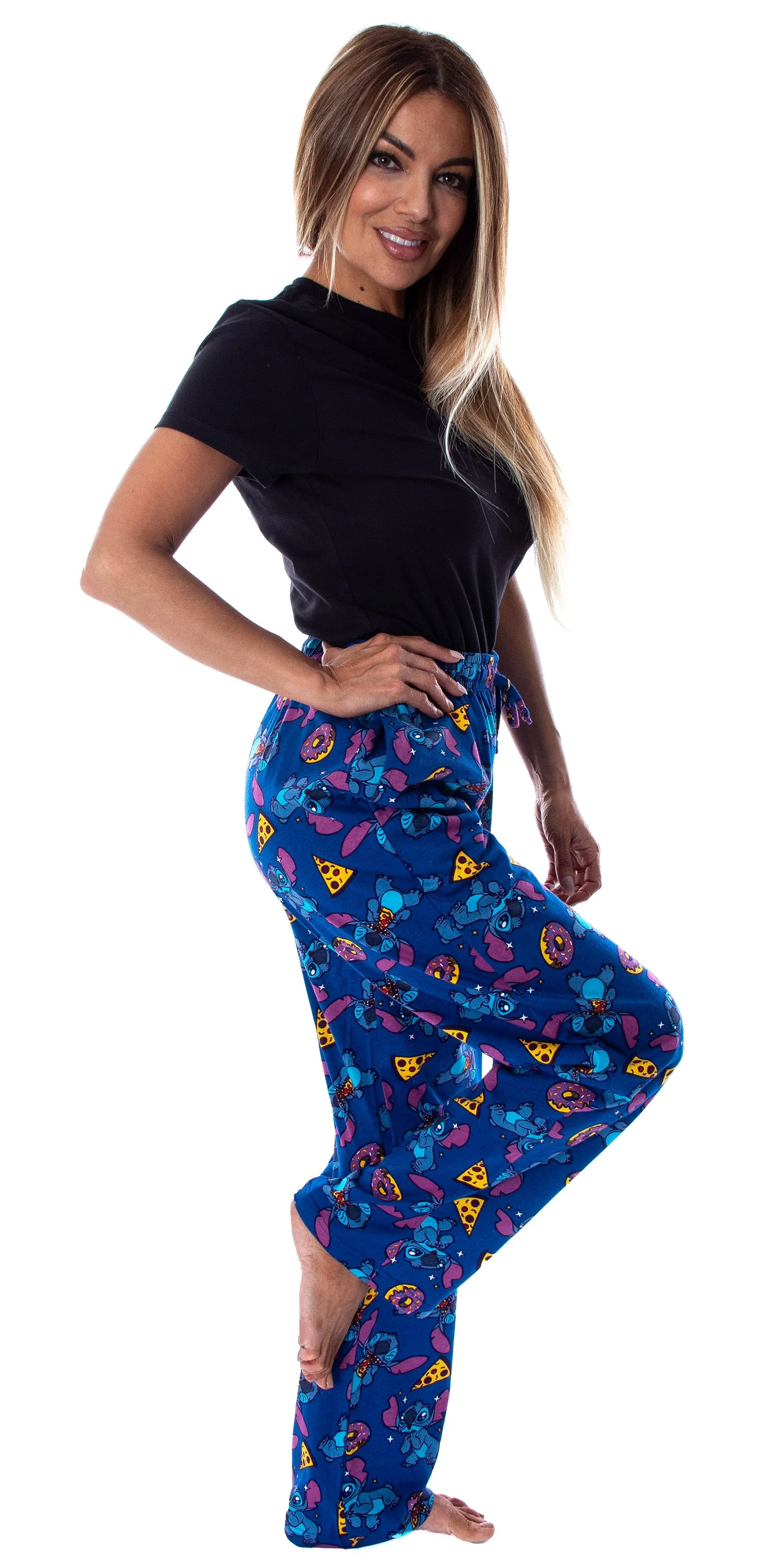 Disney Women's Lilo And Stitch Junk Food Soft Touch Cotton Pajama Pants