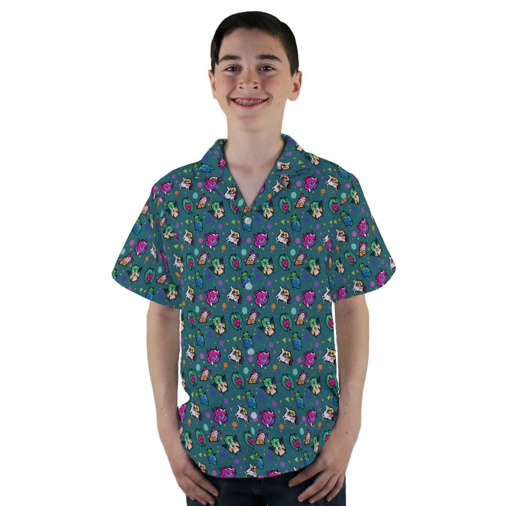 Dnd Dice Critters Teal Youth Hawaiian Shirt