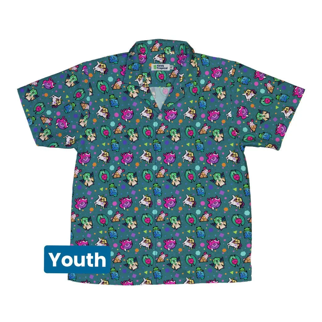 Dnd Dice Critters Teal Youth Hawaiian Shirt