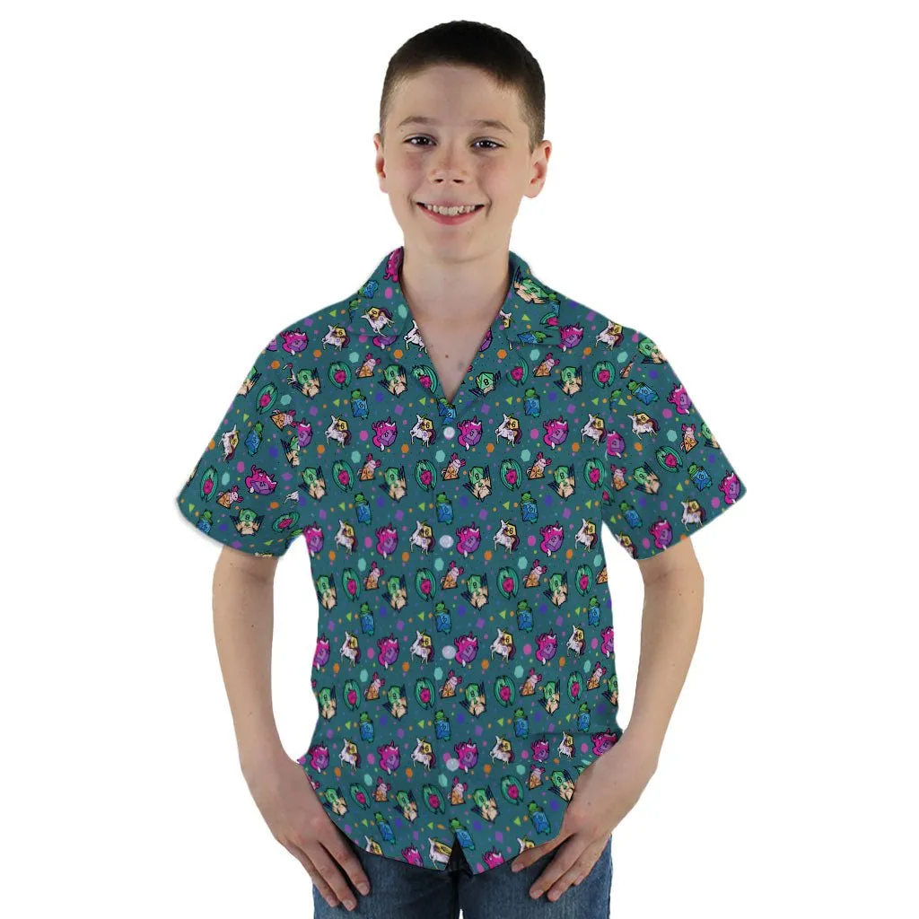 Dnd Dice Critters Teal Youth Hawaiian Shirt