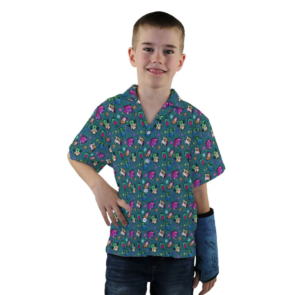 Dnd Dice Critters Teal Youth Hawaiian Shirt