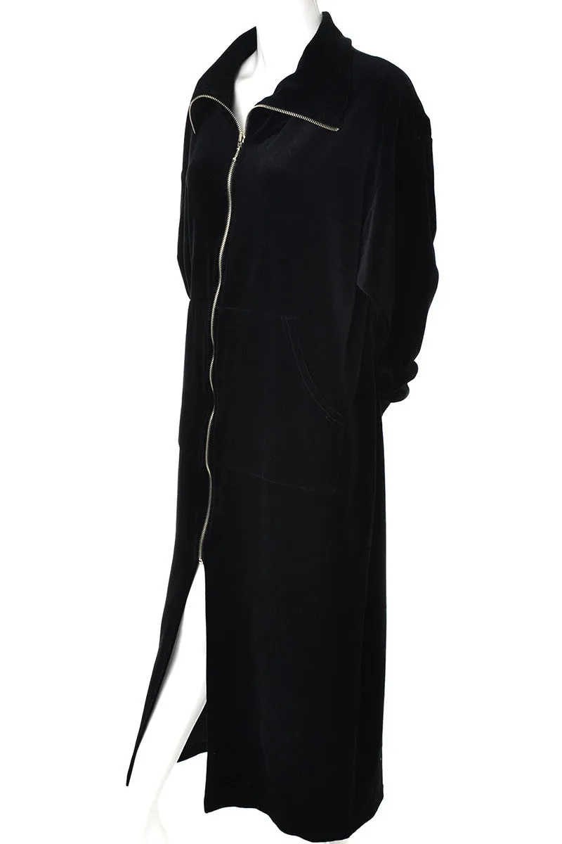 Donna Karan Black Label Plush Vintage Long Robe Zip Front