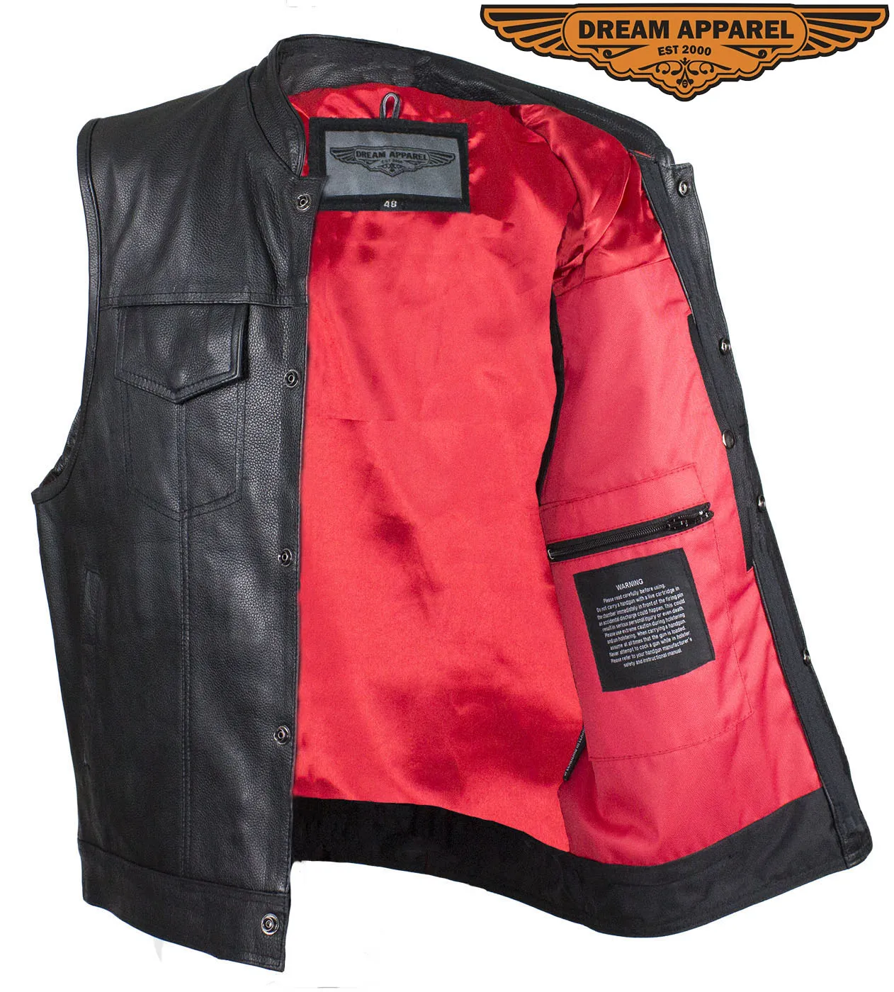 Dream Apparel Mens Leather Motorcycle Club Vest With Pockets