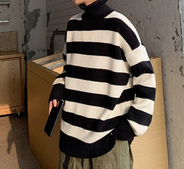 Fashionkova  Autumn Winter Striped Knitted Sweater Women Casual Oversized Pullover Sweaters Couple Harajuku Streetwear Loose Warm Jumper