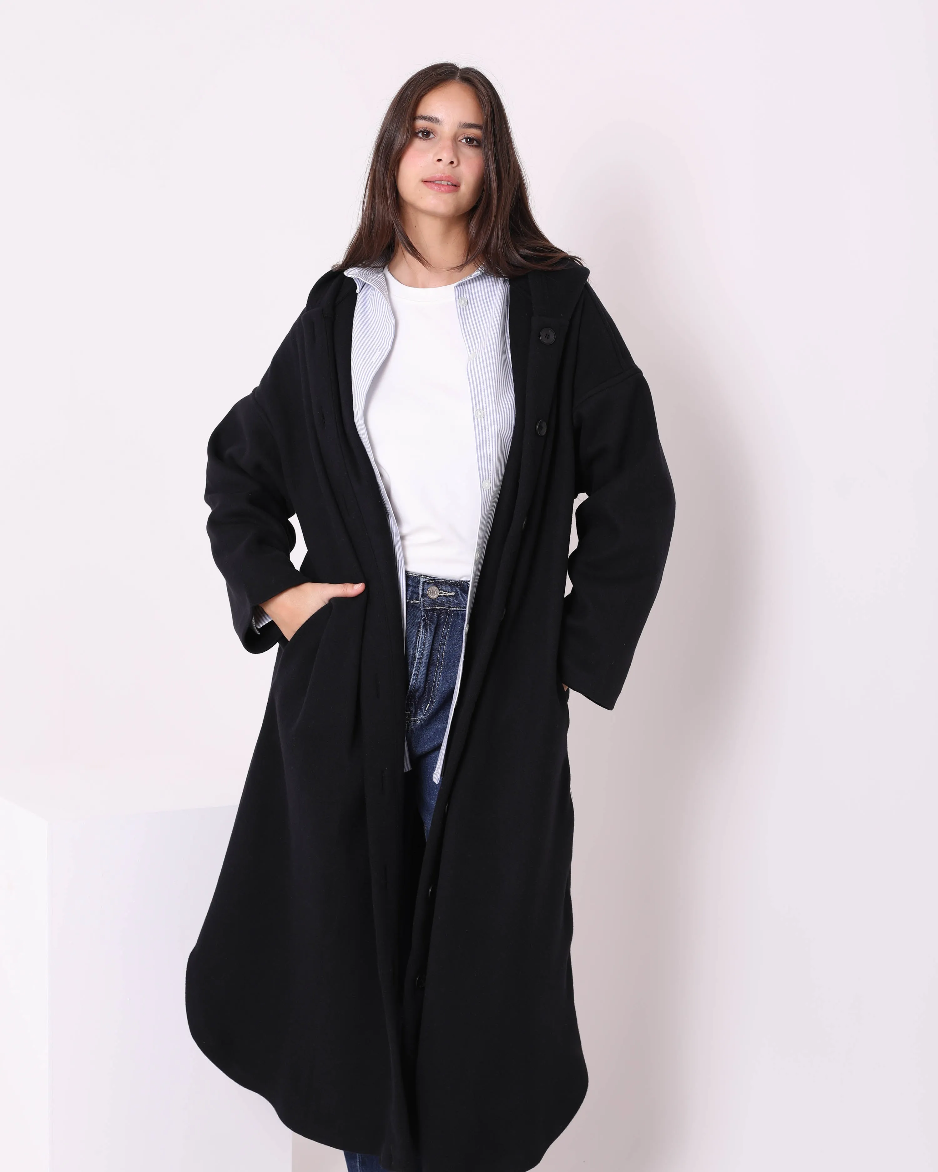 Felt Long Coat (W716) - Just4Women