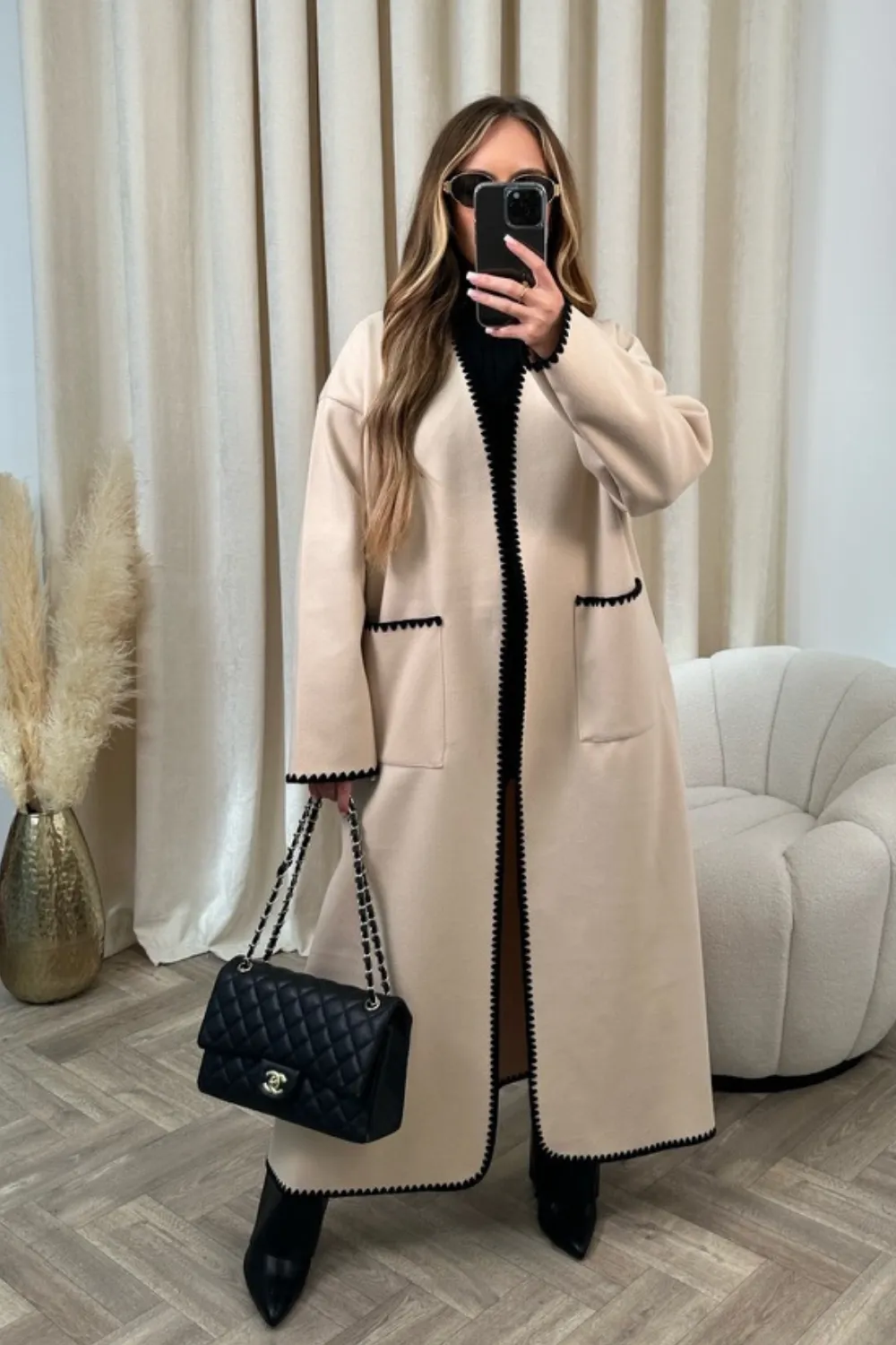 Florence beige wool like long coat