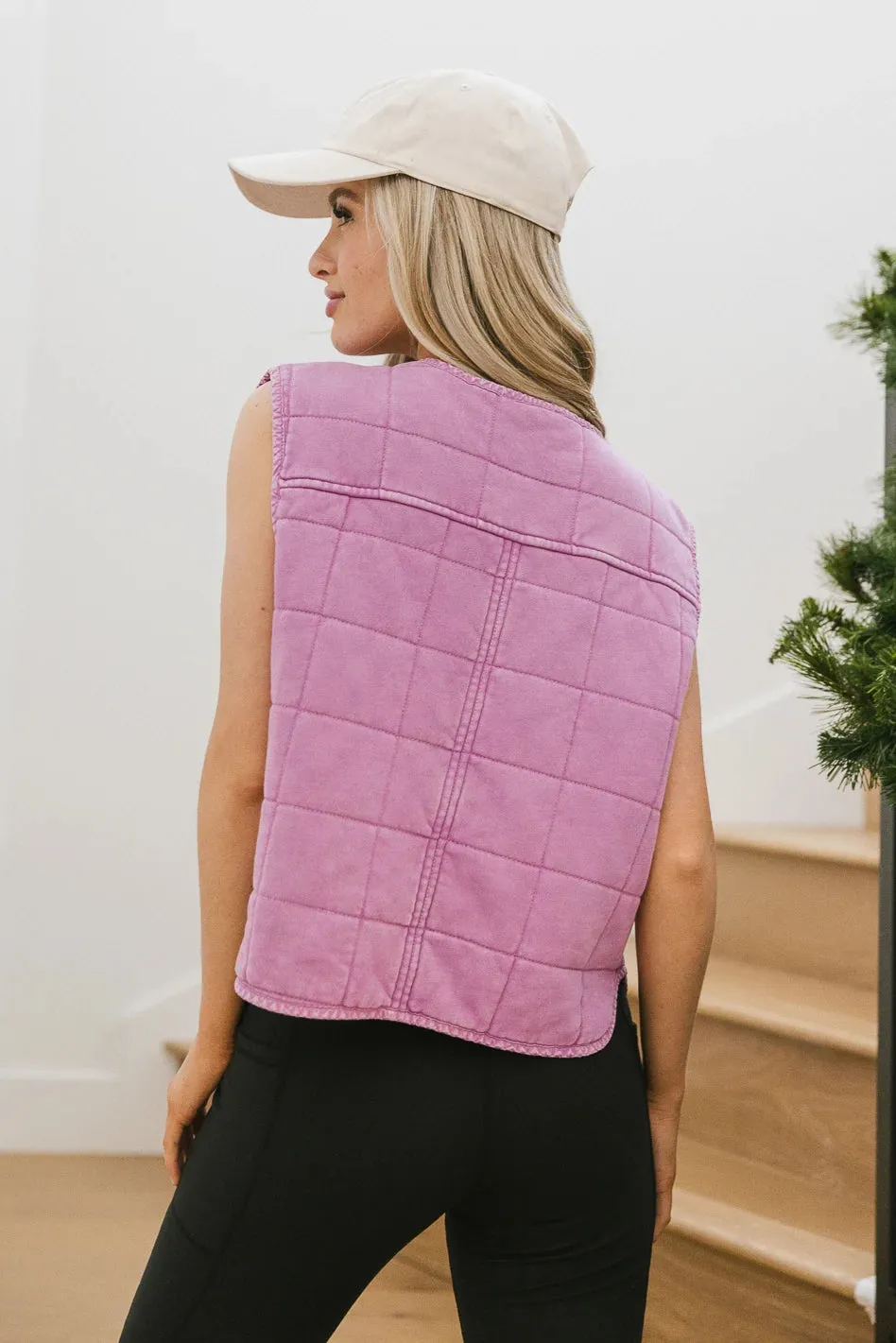 Gabby Quilted Vest in Orchid