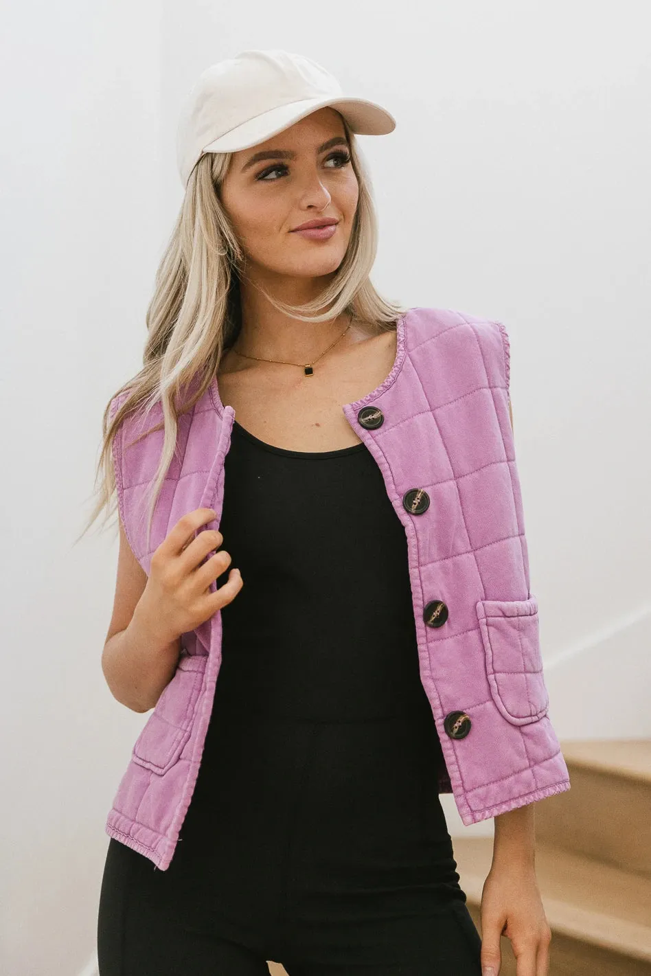 Gabby Quilted Vest in Orchid