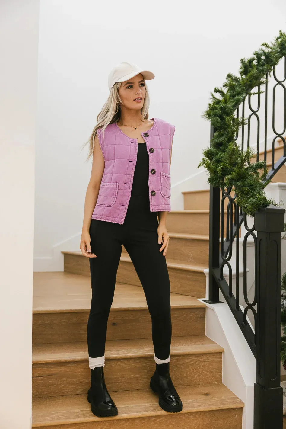 Gabby Quilted Vest in Orchid