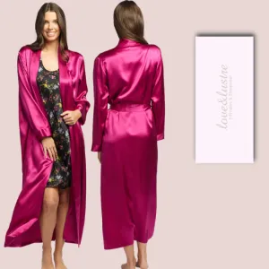 Gift Boxed - Silk Robe Cerise