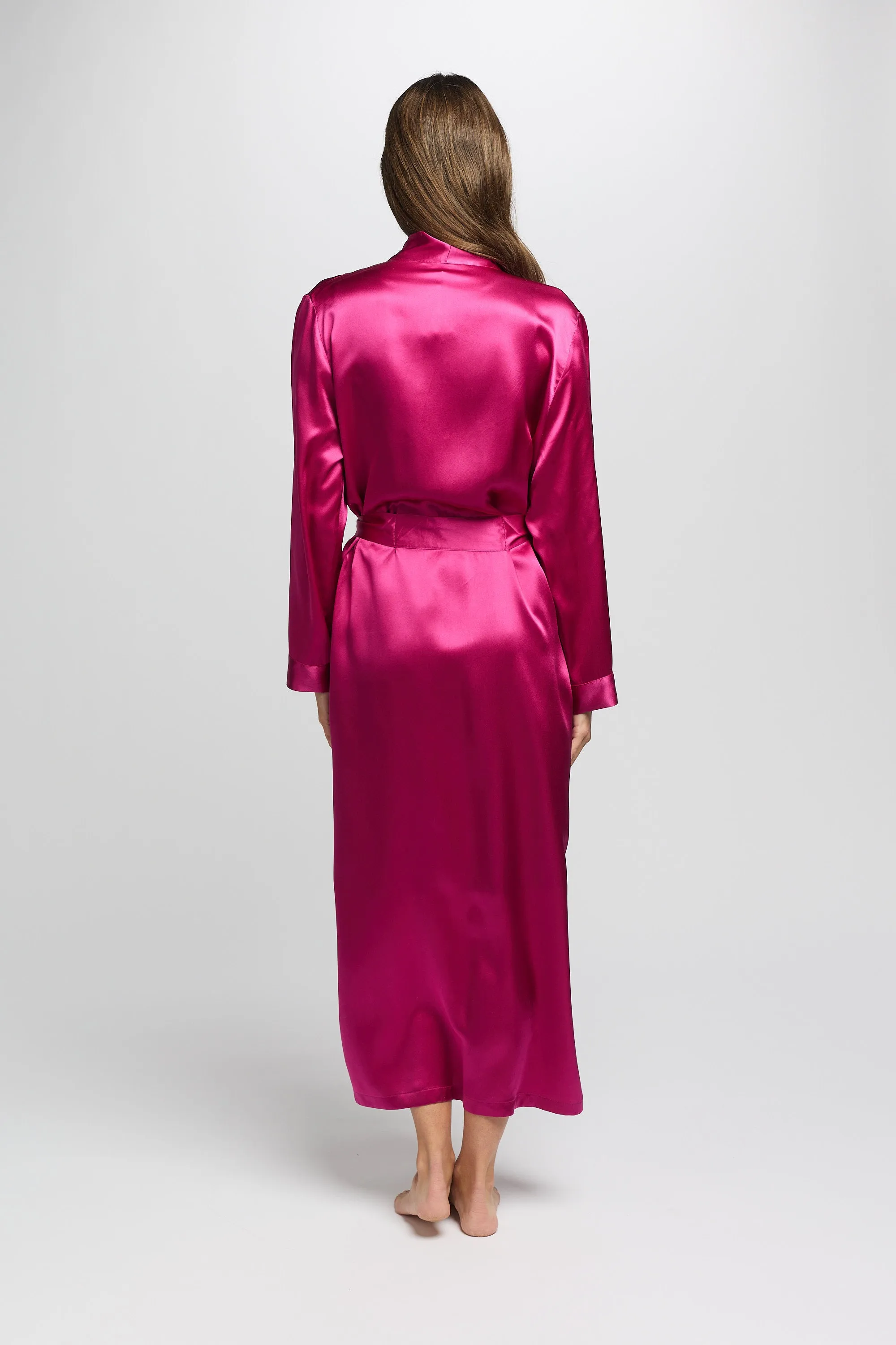 Gift Boxed - Silk Robe Cerise