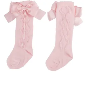 Girls Pink Ribbon Bow Socks