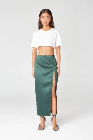 Green Button Midi Skirt