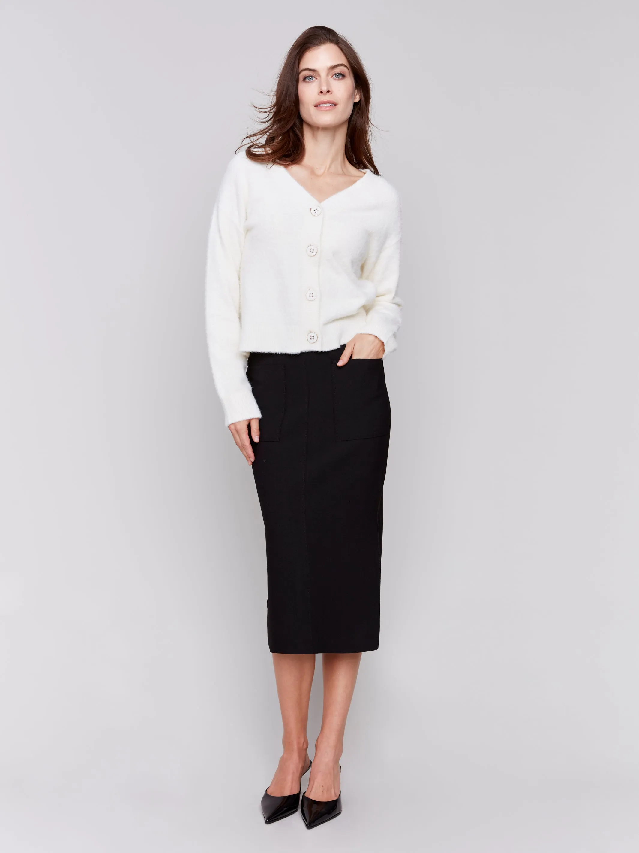 Gutsy Crepe Skirt with Patch Pockets